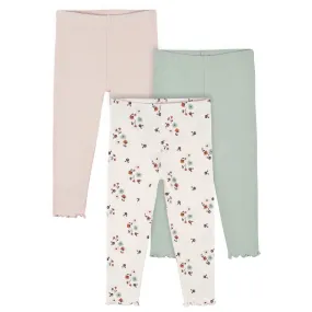 3-Pack Infant & Toddler Girls Mint Floral Leggings hi