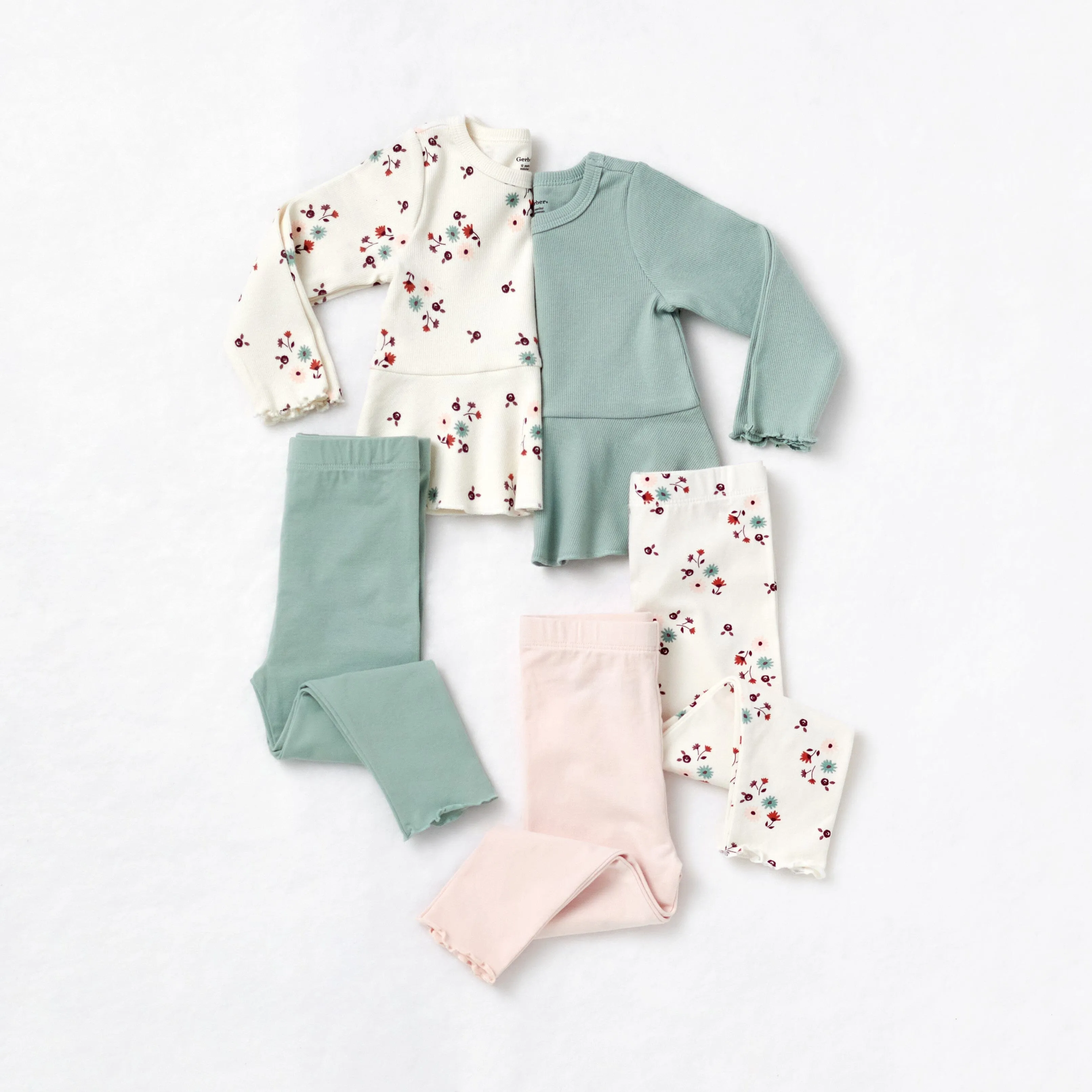 3-Pack Infant & Toddler Girls Mint Floral Leggings hi