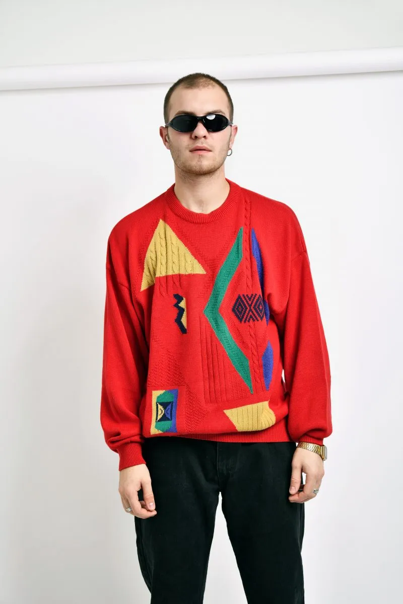 90s vintage sweater red