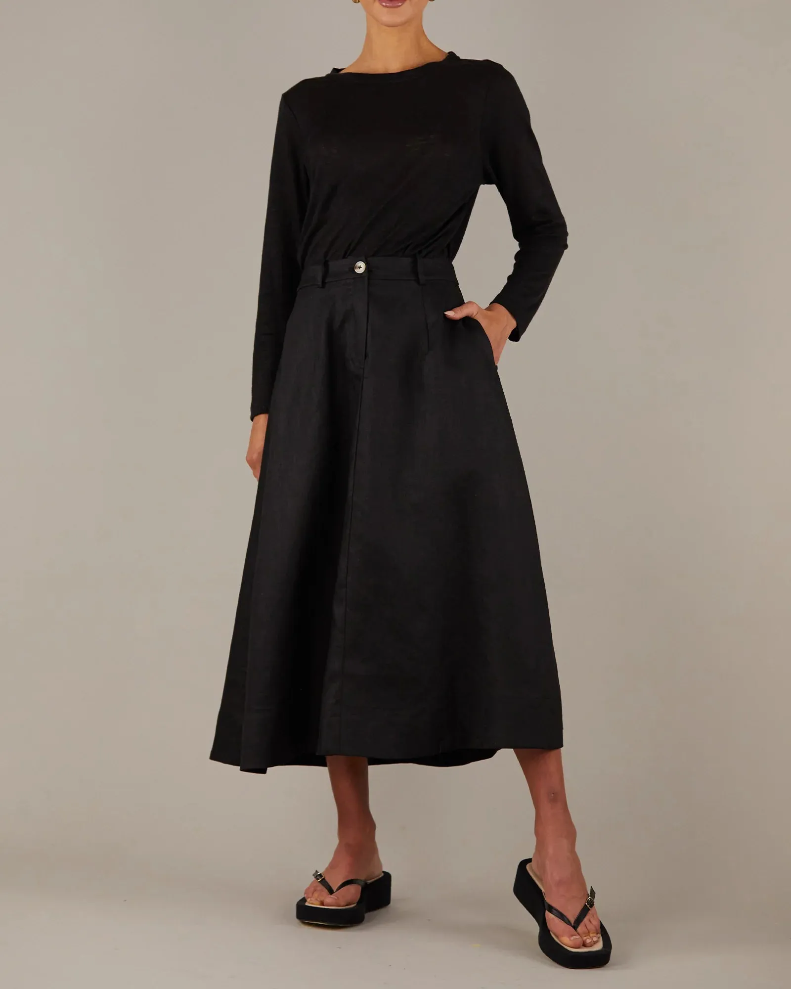 Amelius - Barossa Linen Skirt Black