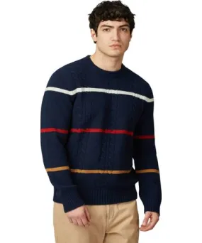 Ben Sherman Men's Cable Stripe Crew Neck Sweater