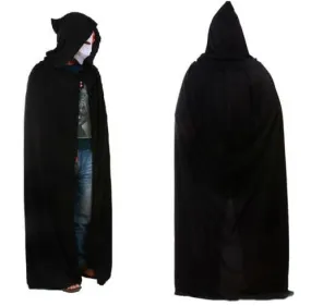 Black Halloween Costume Theater Prop Death Hoody Cloak Devil Long Tippet Cape SM6