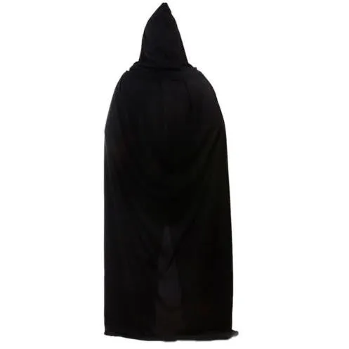 Black Halloween Costume Theater Prop Death Hoody Cloak Devil Long Tippet Cape SM6