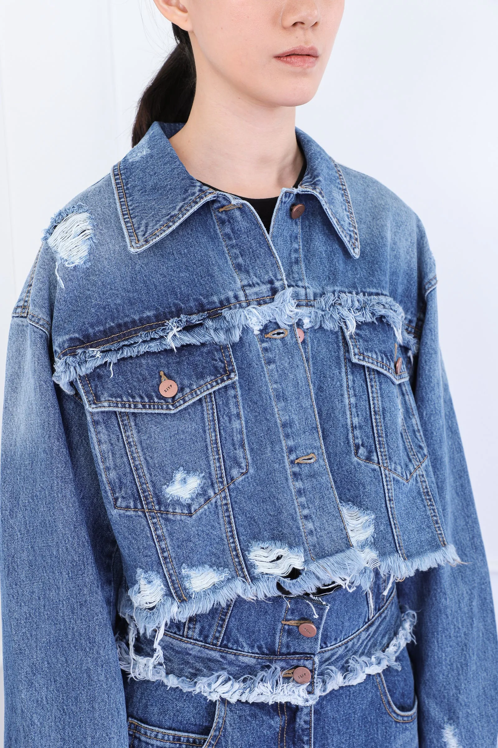 Blue Cropped Denim Jacket