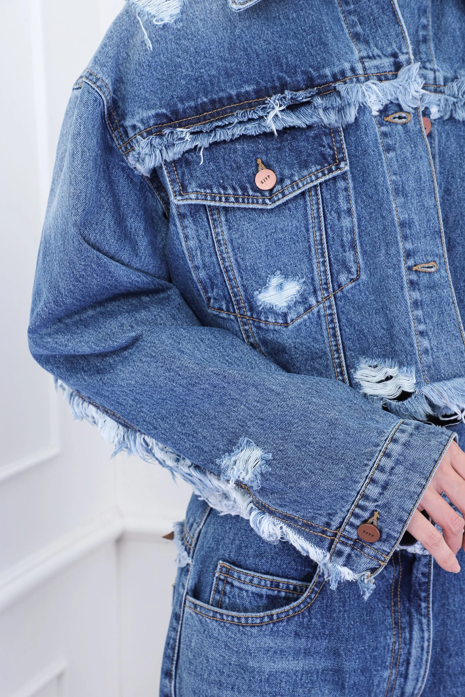 Blue Cropped Denim Jacket