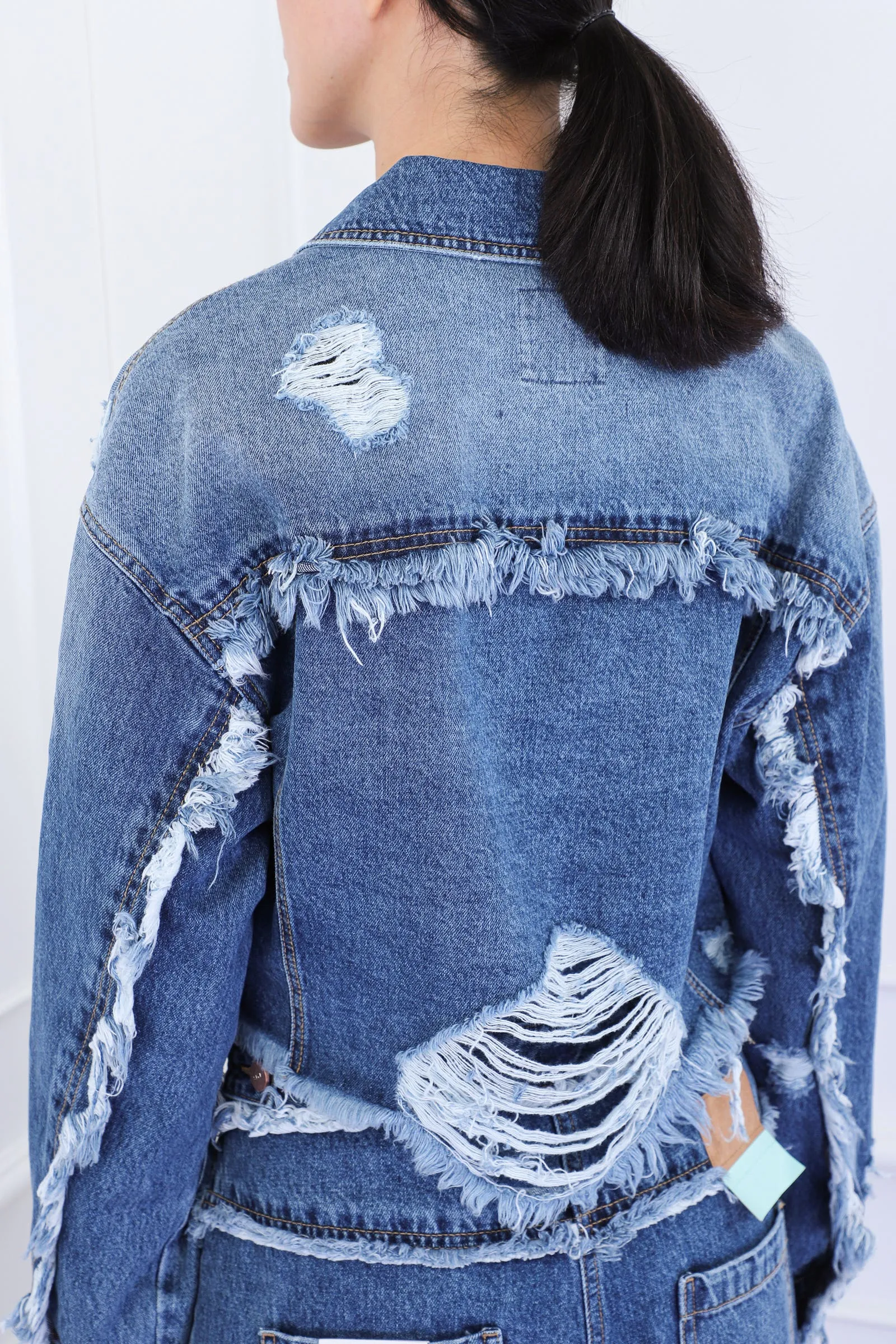 Blue Cropped Denim Jacket