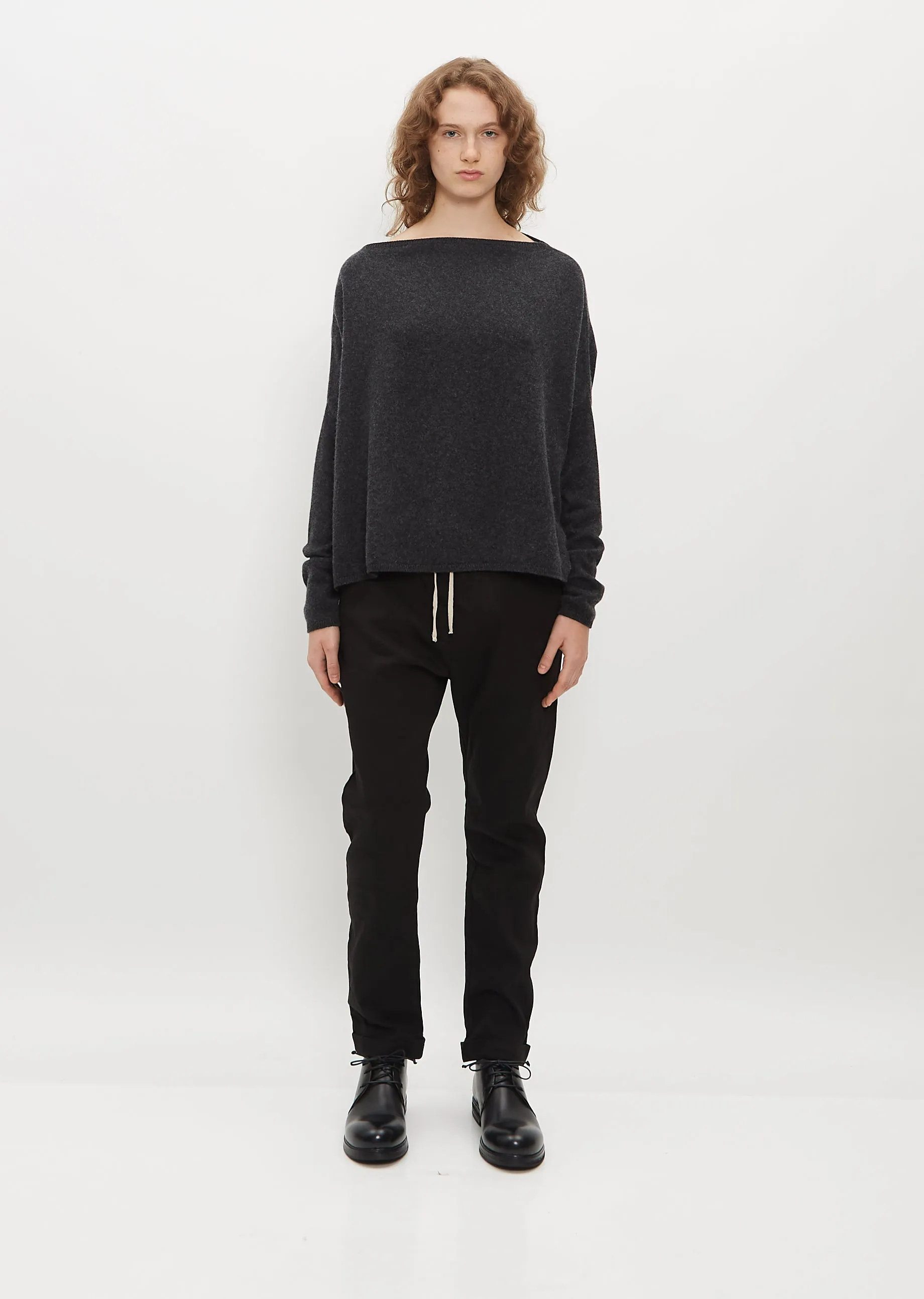 Boatneck Cashmere Sweater — Slate