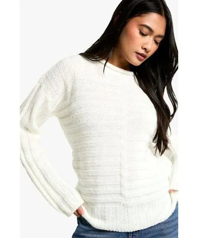 boohoo Womens Ribbed Crew Neck Knitted Sweater