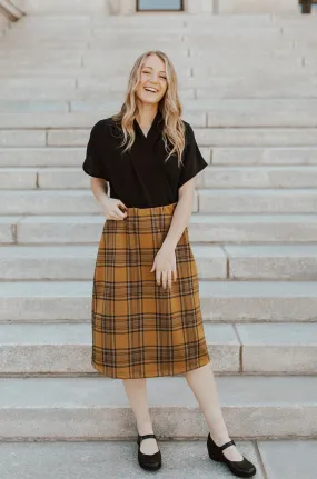 Carrie Skirt Golden Turquoise Plaid