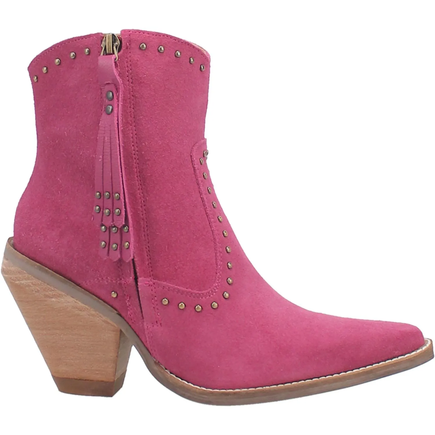 Classy N' Sassy Studded Fuchsia Suede Booties (DS)