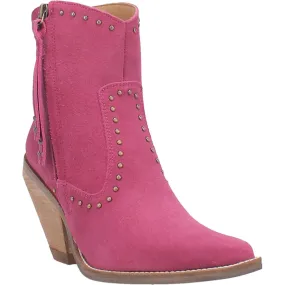 Classy N' Sassy Studded Fuchsia Suede Booties (DS)