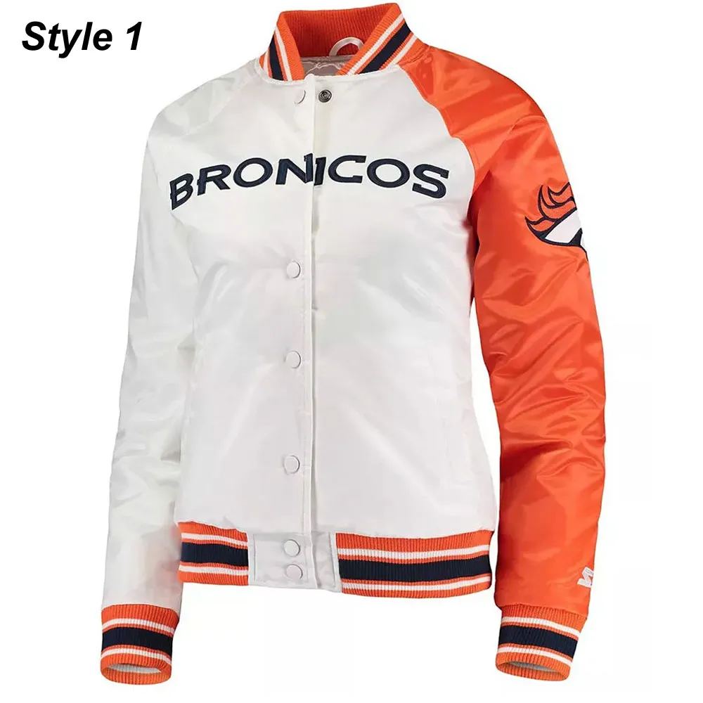 Denver Broncos Hometown White and Orange Satin Jacket