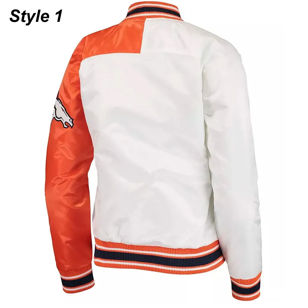 Denver Broncos Hometown White and Orange Satin Jacket