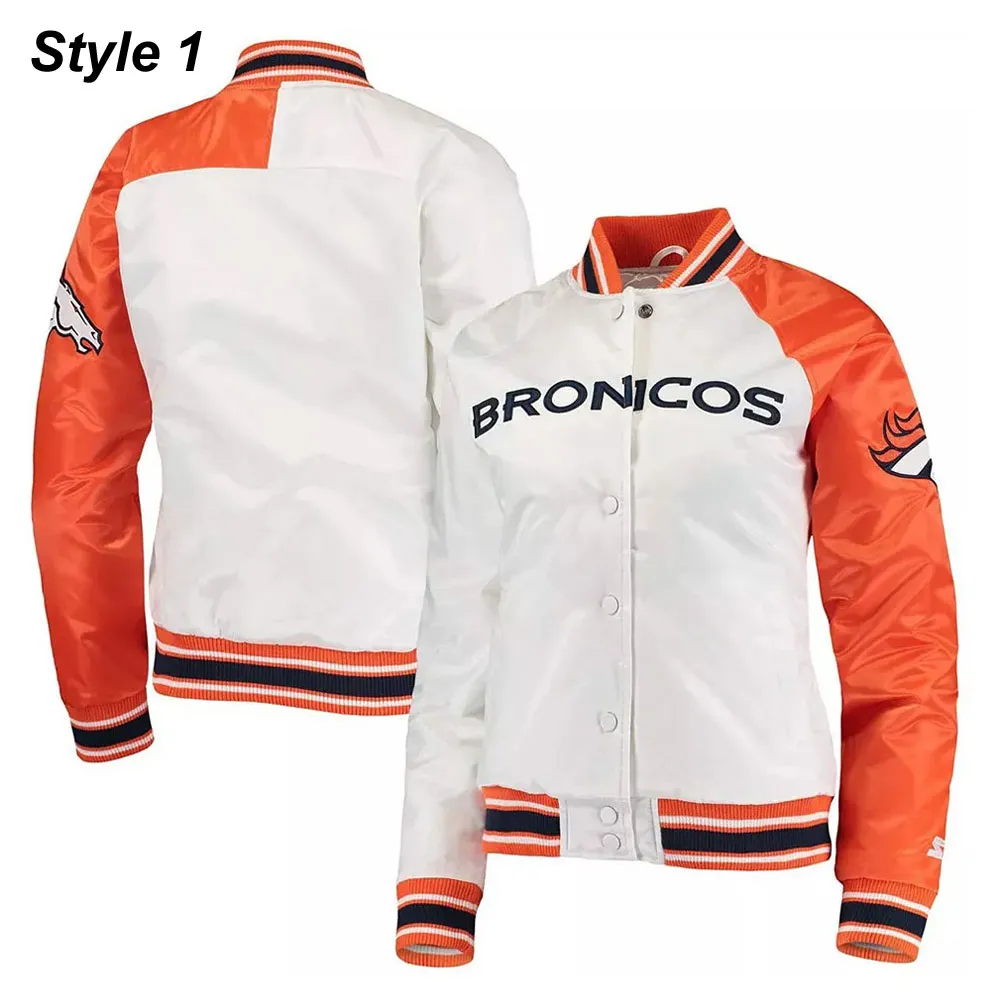 Denver Broncos Hometown White and Orange Satin Jacket