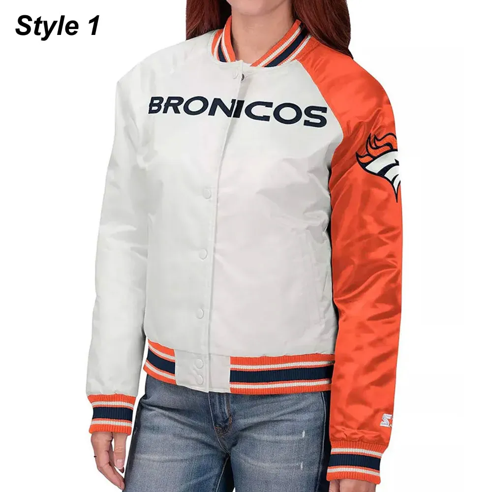 Denver Broncos Hometown White and Orange Satin Jacket