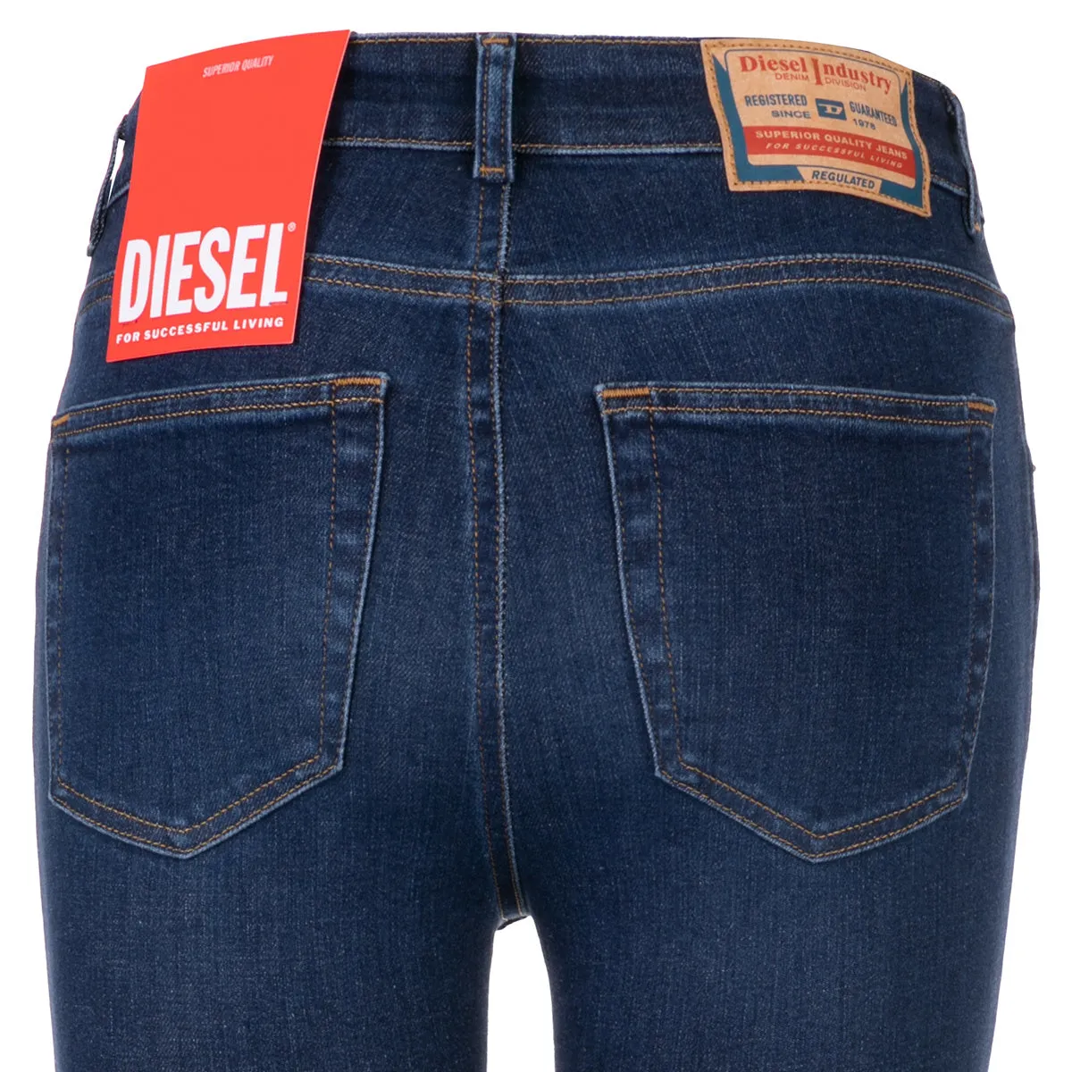 Diesel Logo Patch Straight Cut Jeans