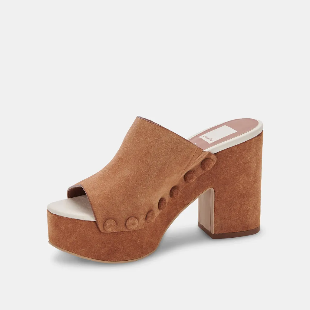 EMOL Heels Pecan Suede | Pecan Suede Chunky Heel Sandals– Dolce Vita 6836977205314