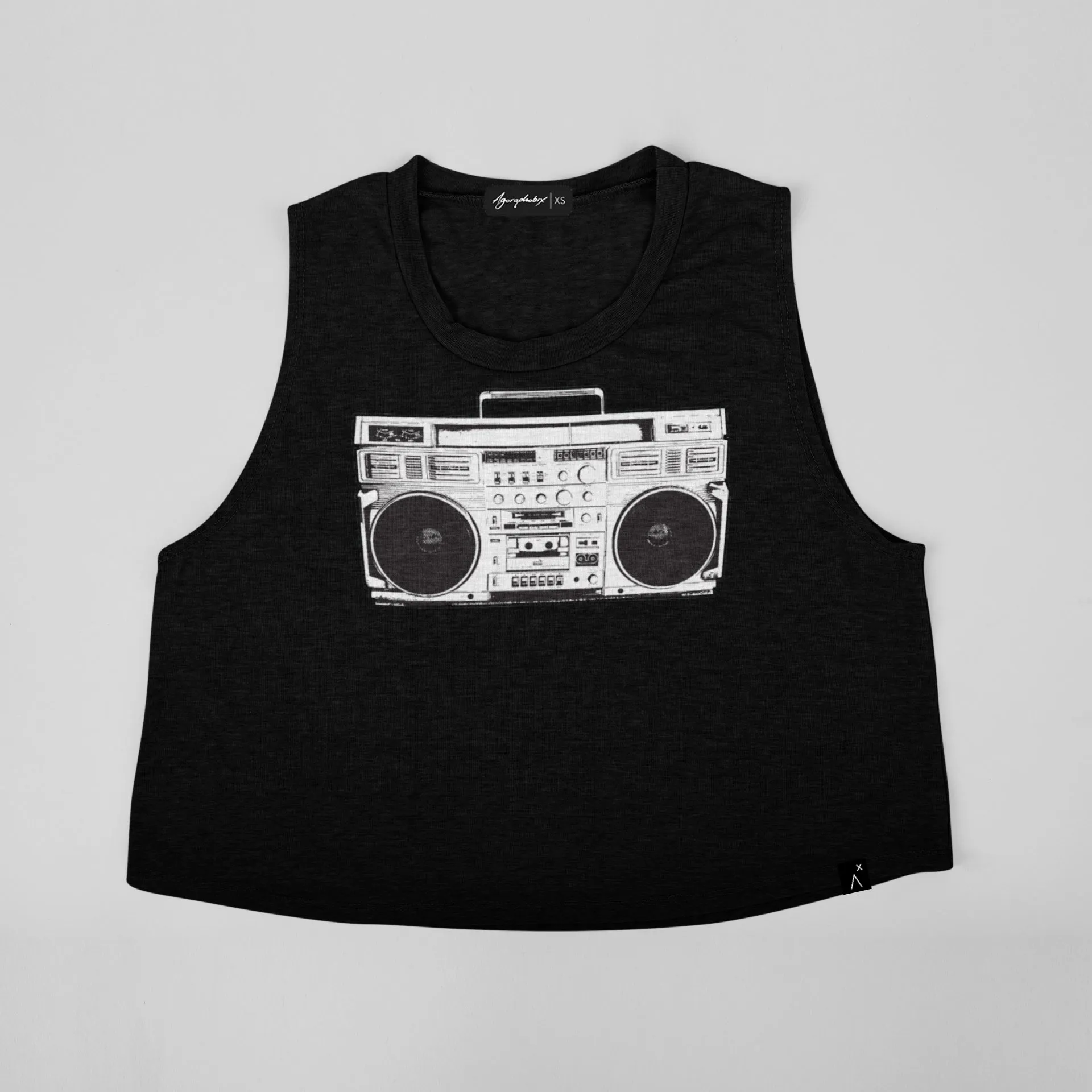 Ghetto blaster boombox print relaxed fit crop top