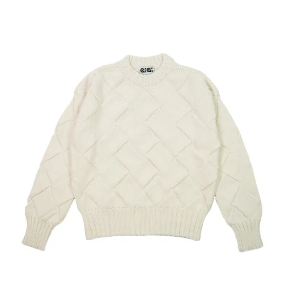 GiGi Knitwear Women's Basket Weave Sweater, Cream