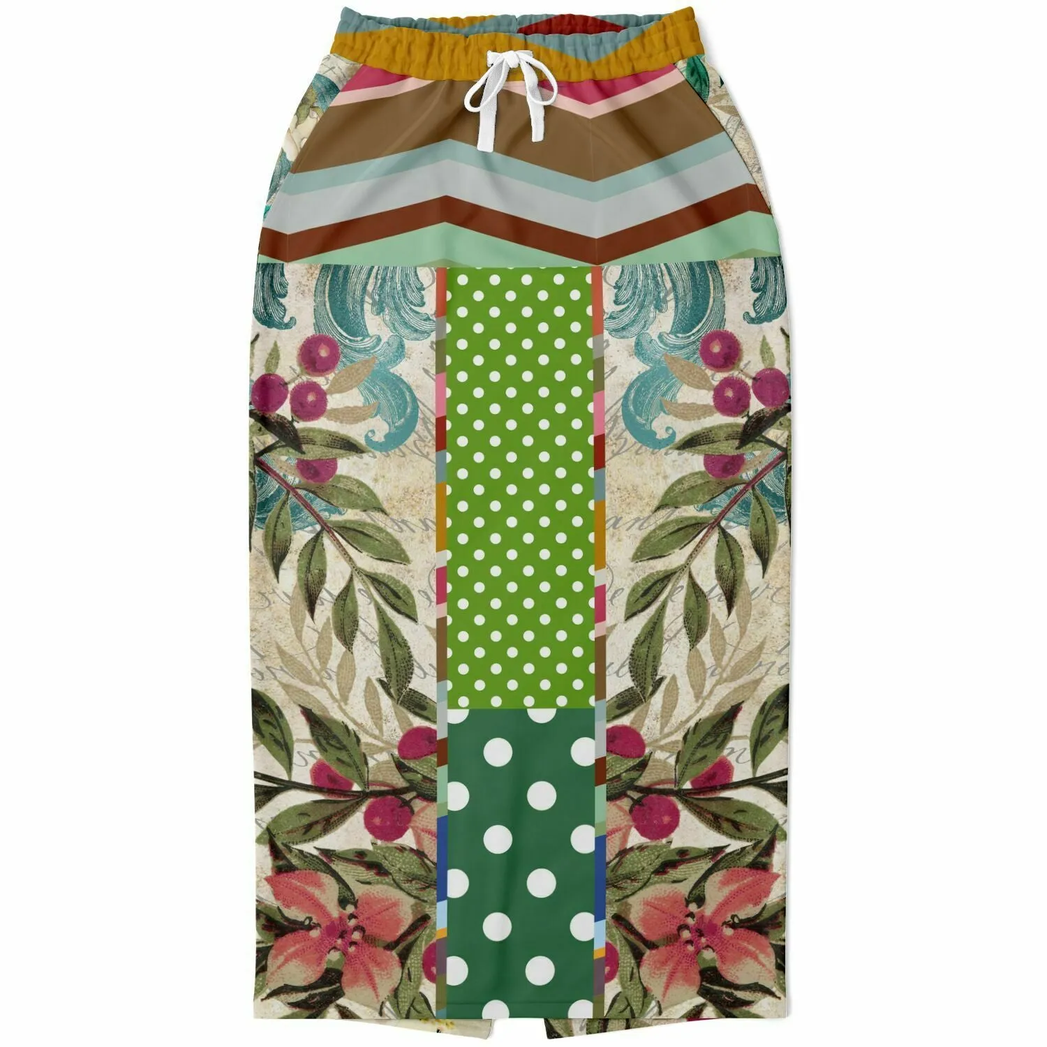 Green Peacock Eco-Poly Long Pocket Skirt