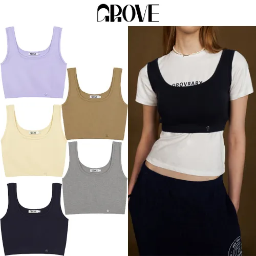 GROVE  |Sleeveless Street Style Long Sleeve T-shirt Logo