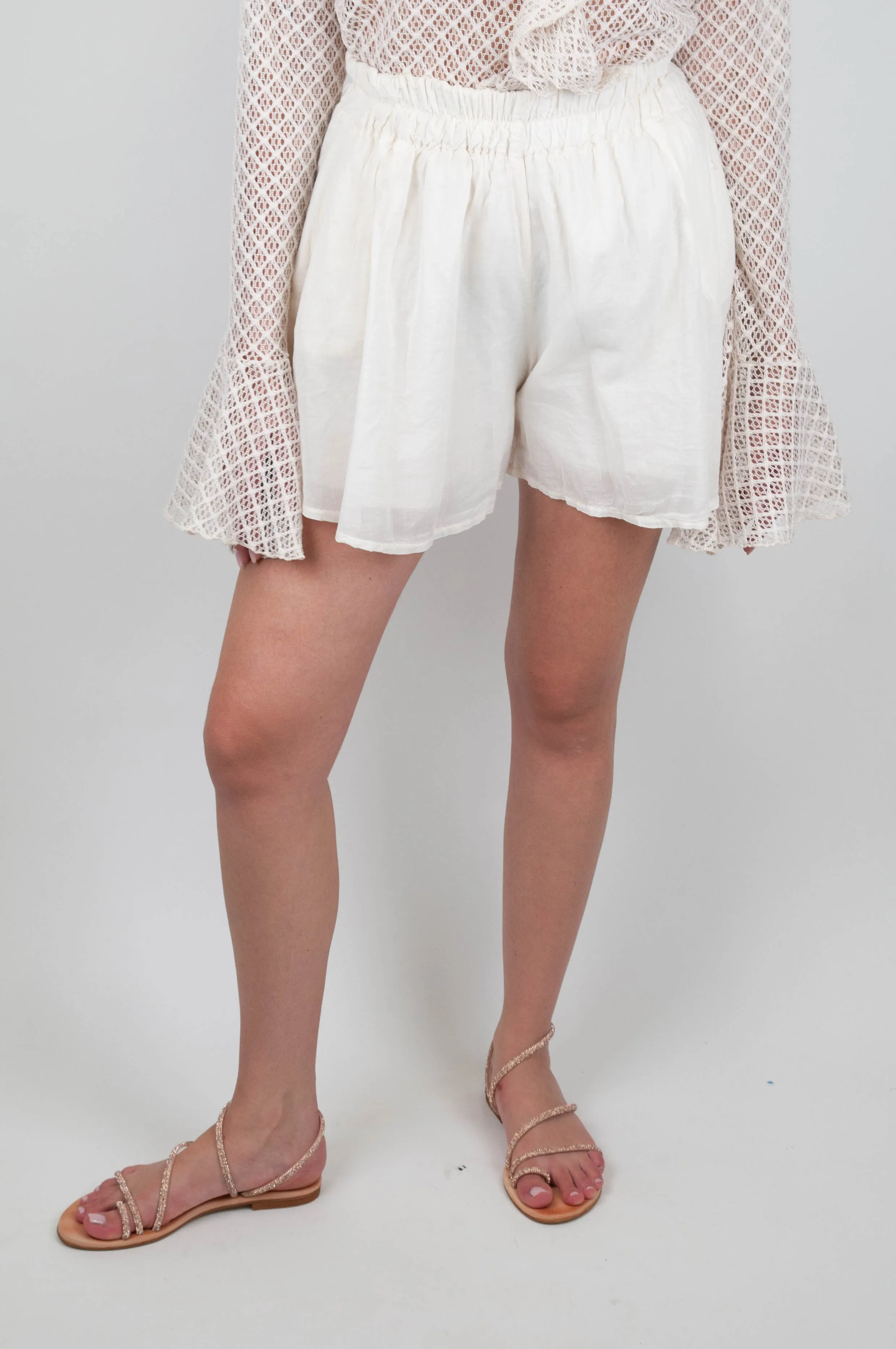 Haveone - Shorts svasato in mussola di cotone con elastico in vita