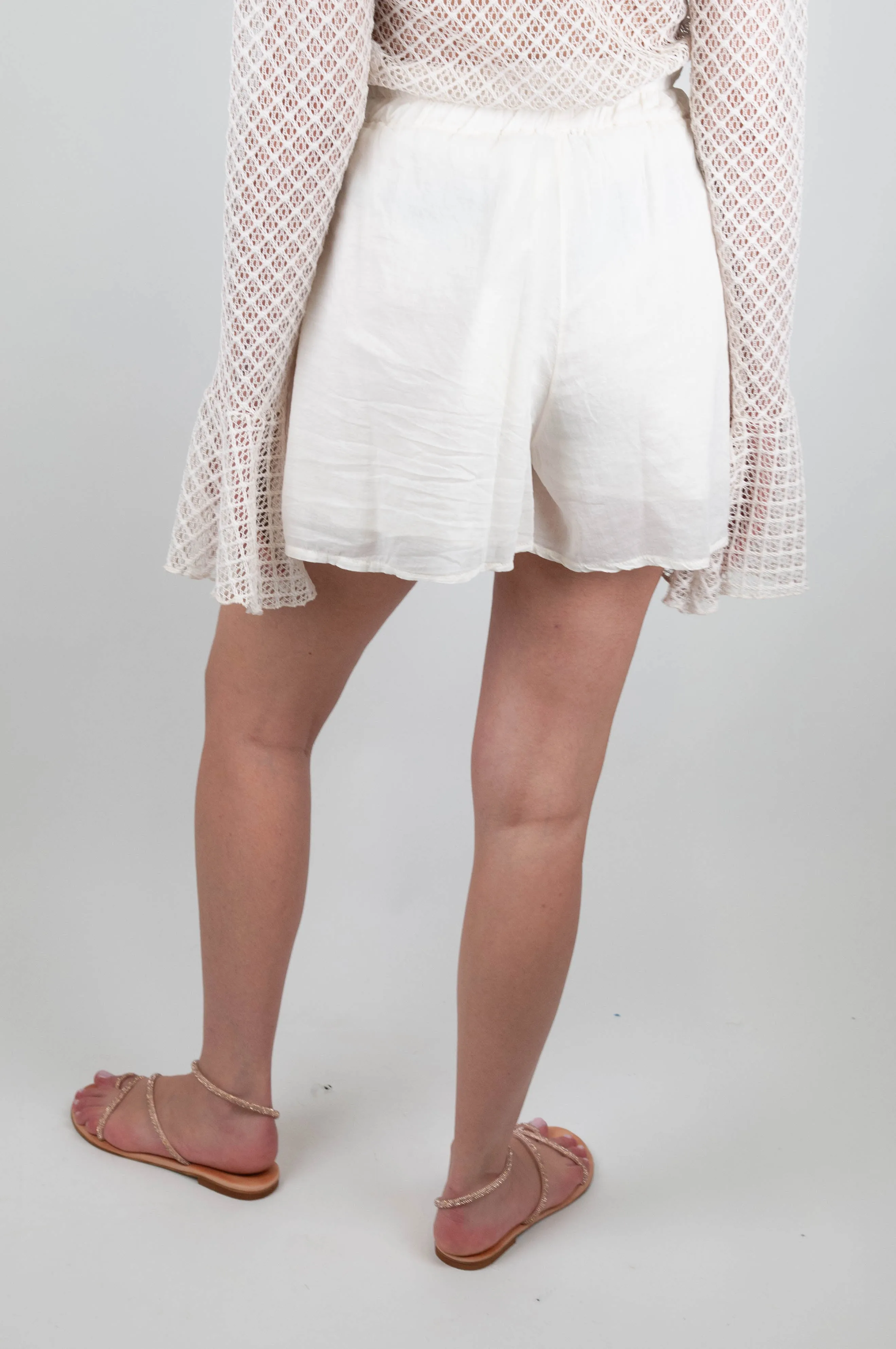 Haveone - Shorts svasato in mussola di cotone con elastico in vita