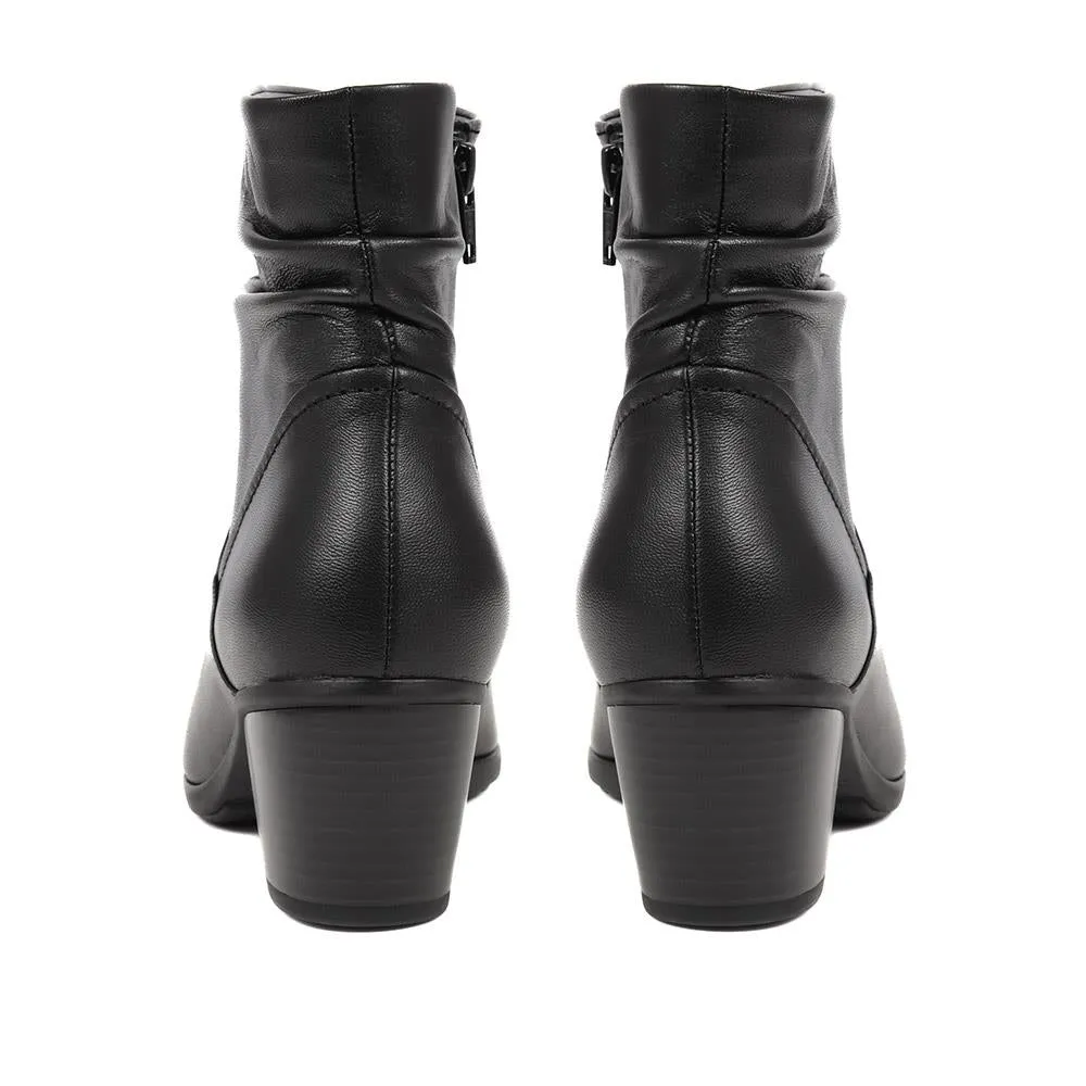 Heeled Leather Slouch Ankle Boots - GAB38503 / 324 769