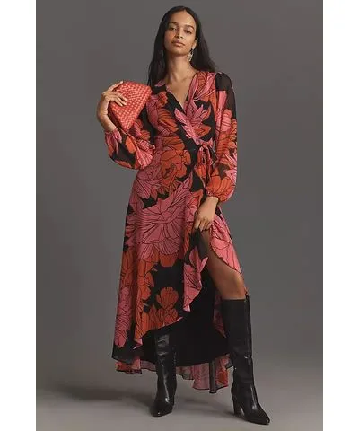 Hutch Bridge Long-Sleeve Wrap Maxi Dress