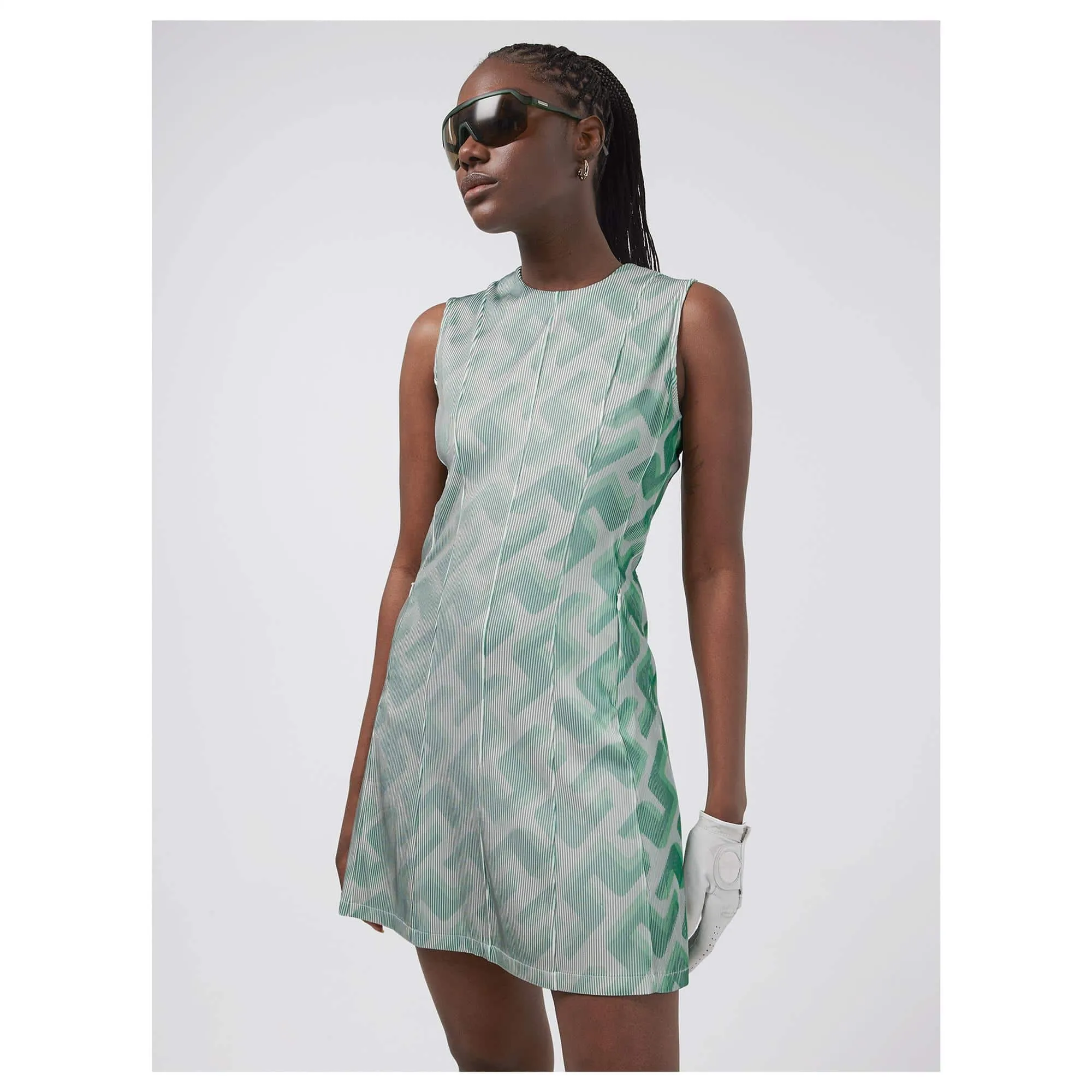 J Lindeberg Jillian 3D Ladies Golf Dress Green 3D Bridge