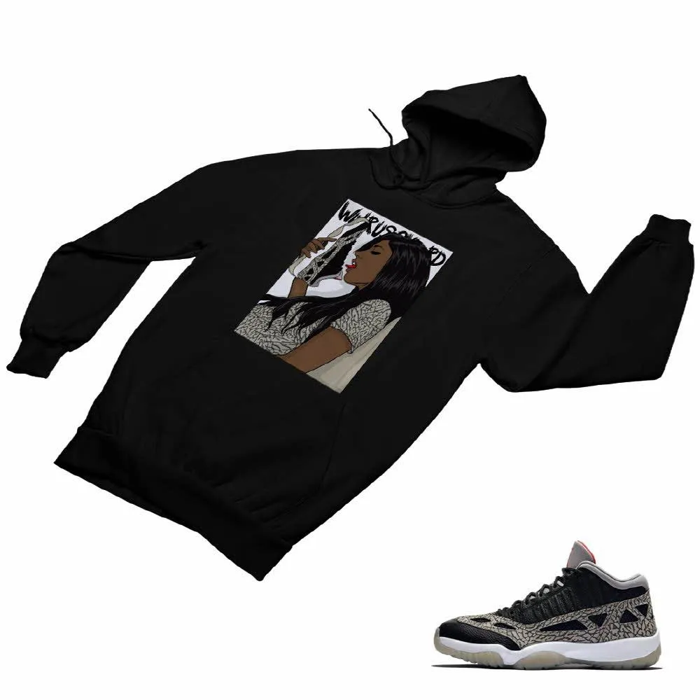 Jordan 11 Black Cement Matching Custom Designed HoodiesJD 11-5-8-4