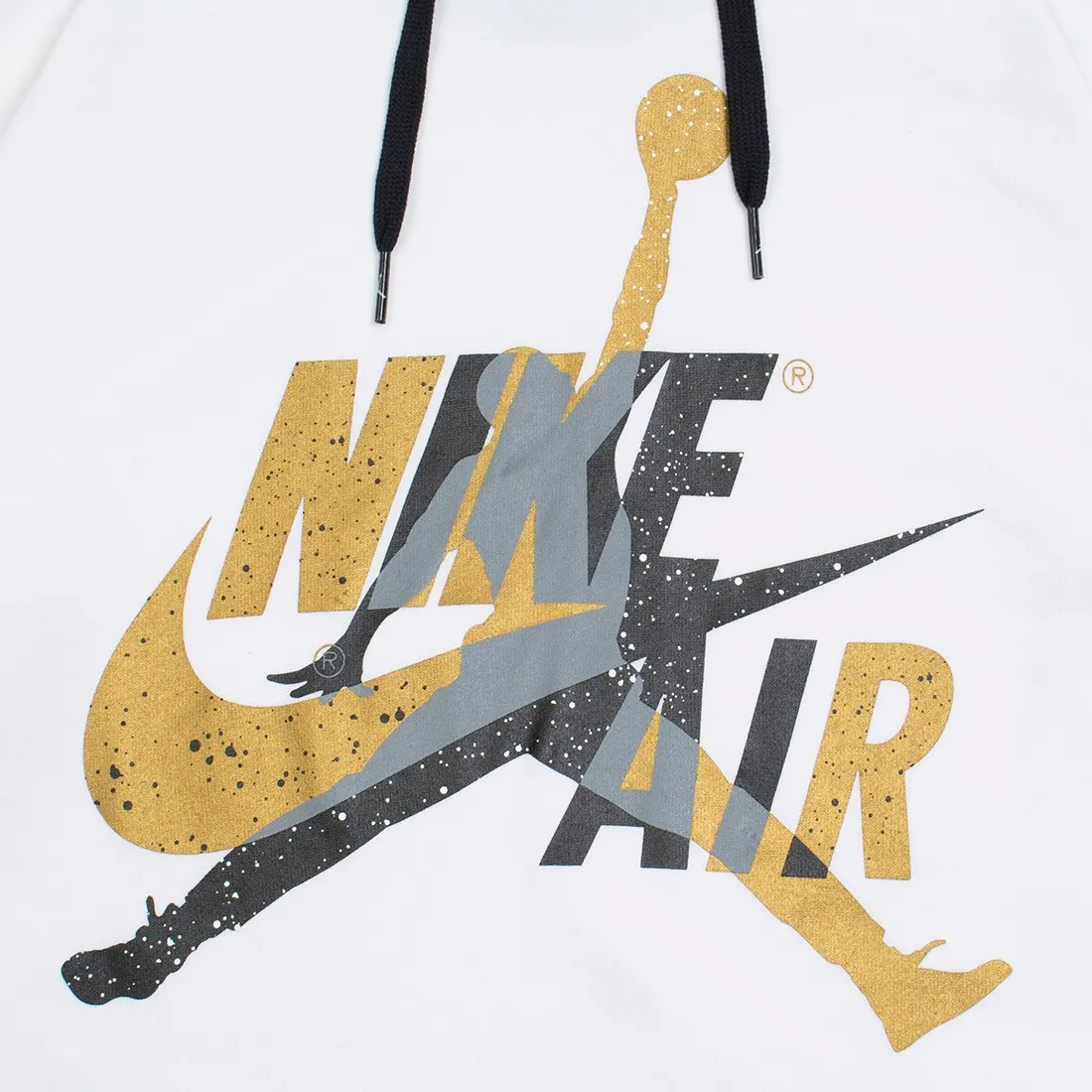 Jordan Men Jumpman Classics Pull Over Hoody (white / black / metallic gold)