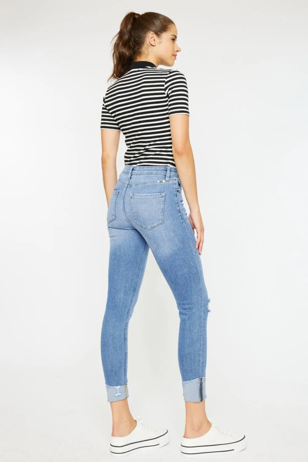 Kan Can Distressed Cat's Whiskers Button Fly Jeans