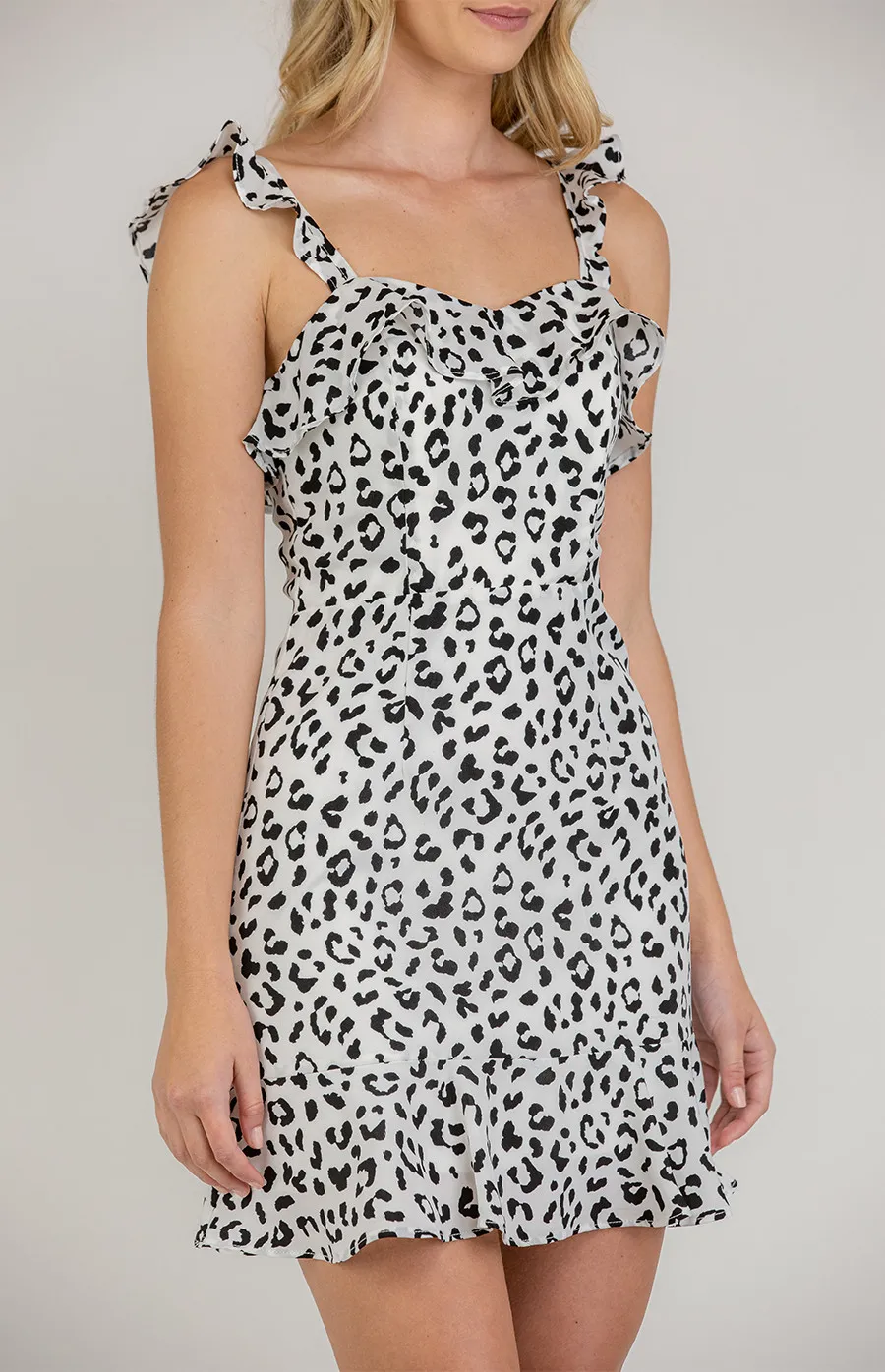 Leopard Print Mini Dress with Ruffle details (SDR618A)