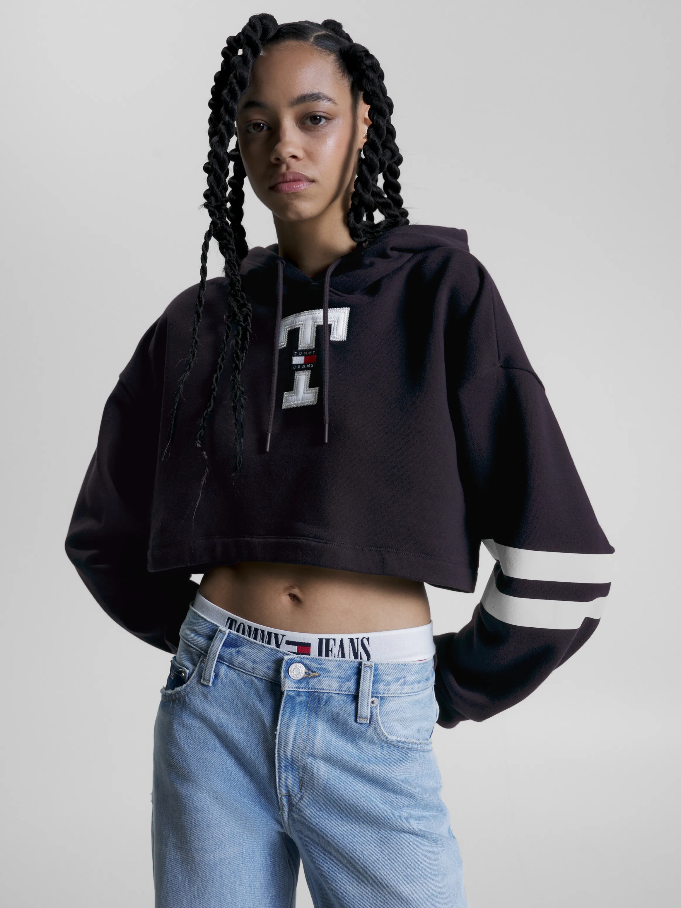 Letterman Cropped Hoodie | Sweatshirts & Hoodies | Tommy Jeans