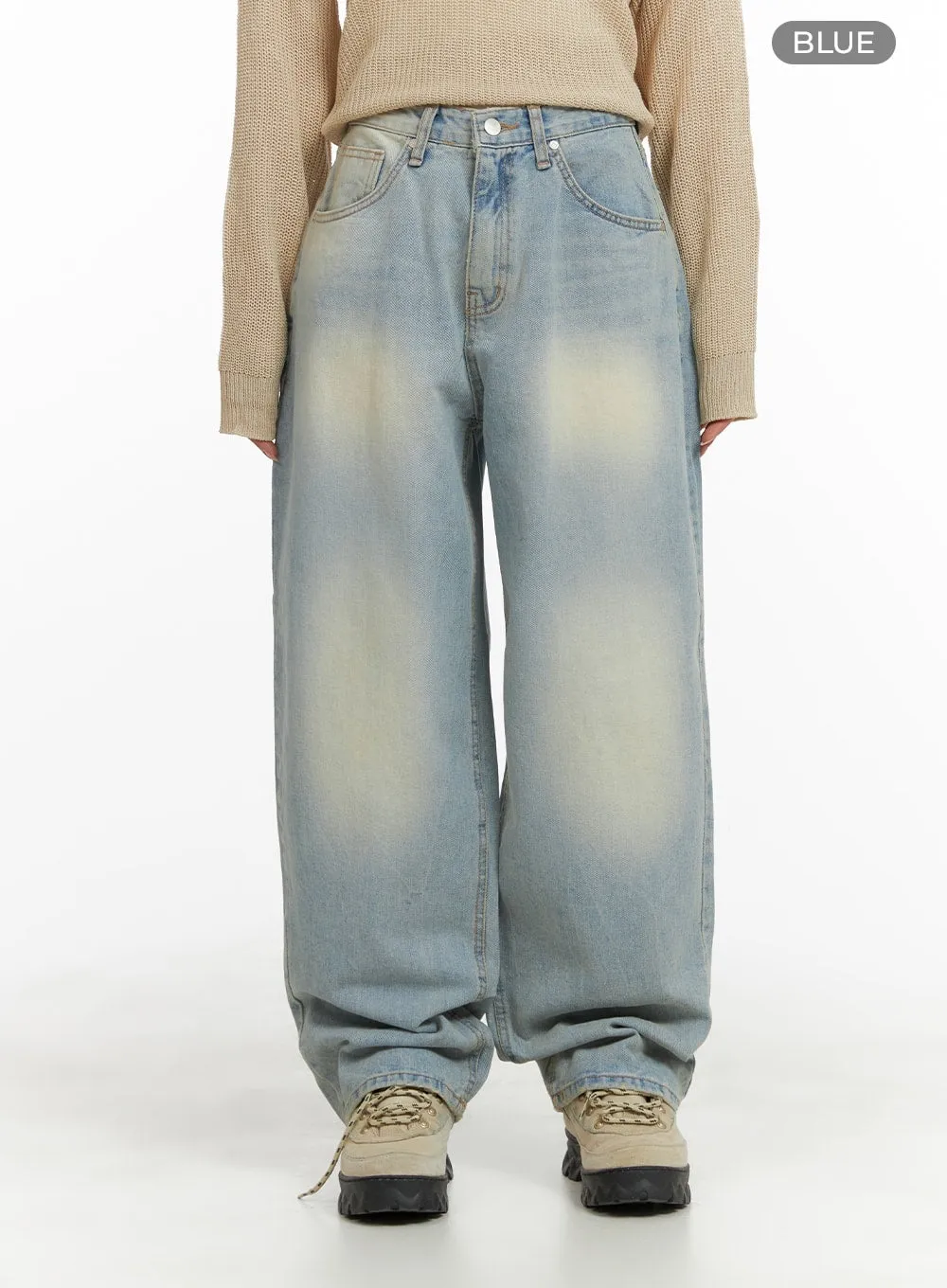 Light Washed Wide Leg Jeans CA403