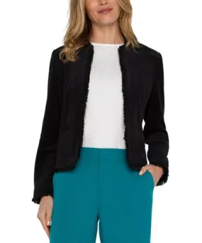 Liverpool Los Angeles Women's Open-Front Fringe-Trim Jacket