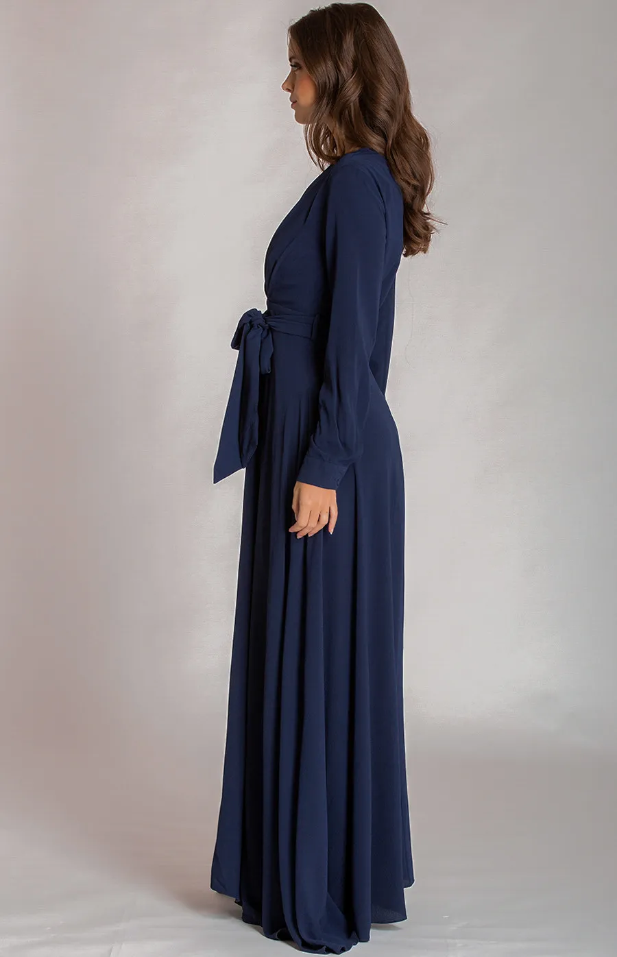 Long Sleeves Maxi Dress with Belt Detail (SDR570A) 