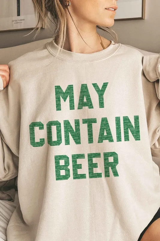 MAY CONTAIN BEER ST PATRICKS OVERSIZED SWEATSHIRT