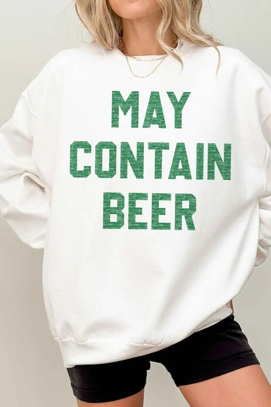 MAY CONTAIN BEER ST PATRICKS OVERSIZED SWEATSHIRT