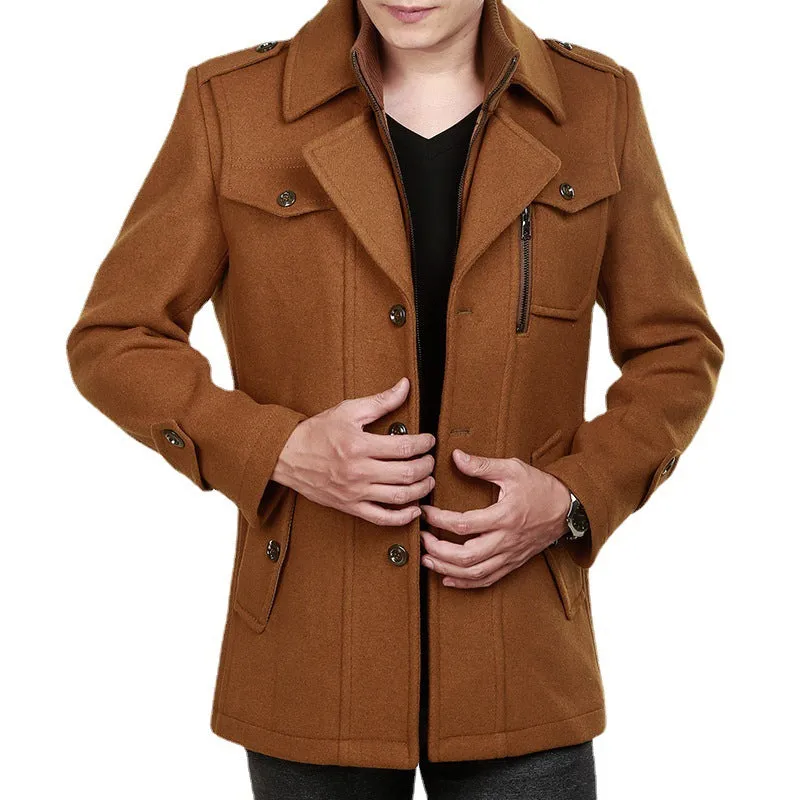 Men's Woolen Coat Mid-length Korean Style