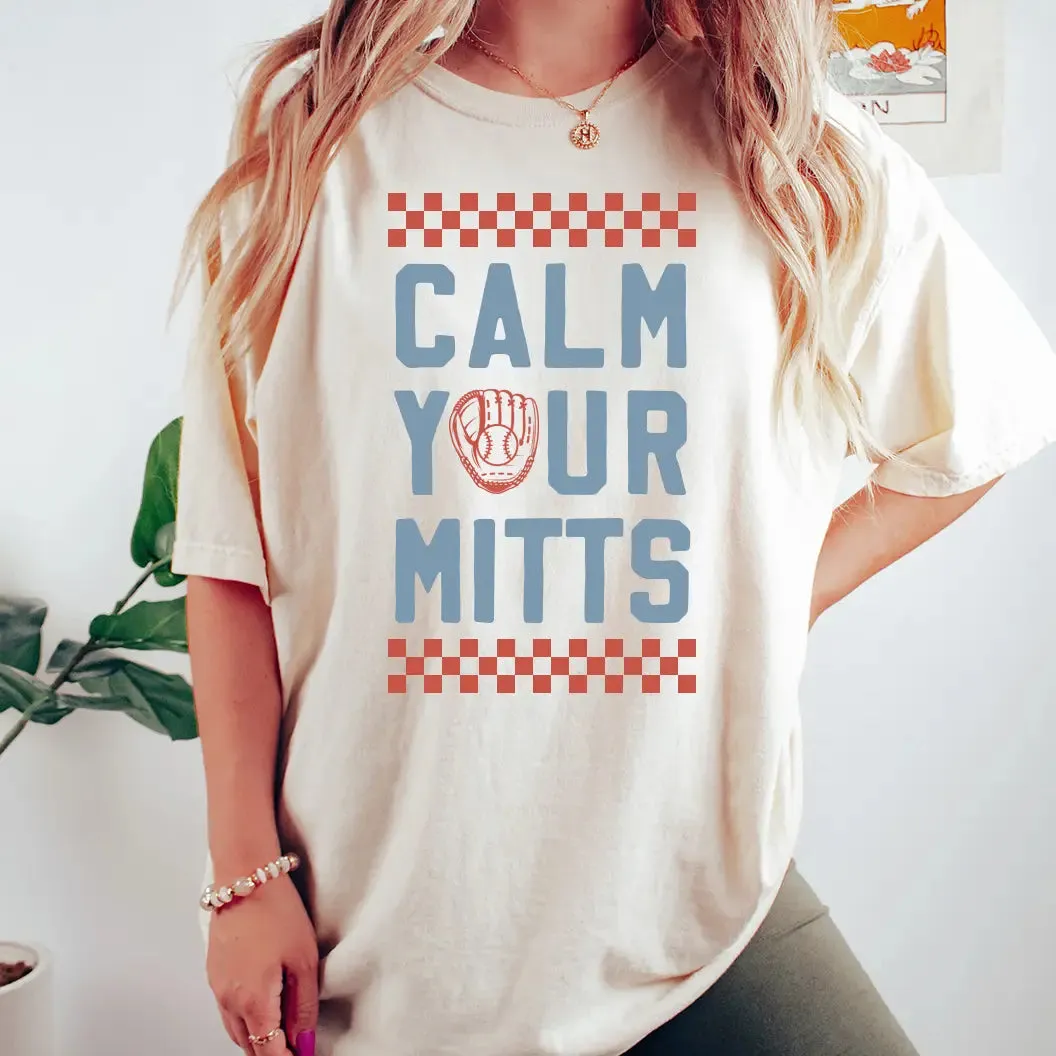 MUGSBY CALM YOUR MITTS BASEBALL WOMEN'S TEE