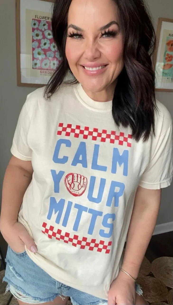 MUGSBY CALM YOUR MITTS BASEBALL WOMEN'S TEE