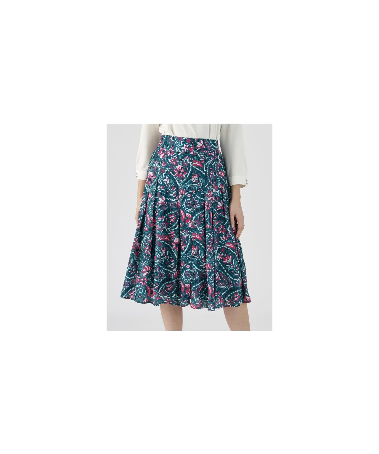 Paisley Print Pleated Skirt