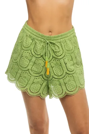 Pineapple Eyelet Green Shorts