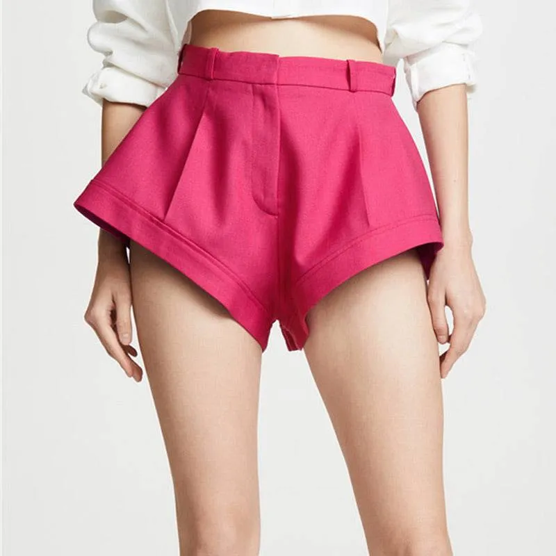 Pink High Waist Flared Shorts