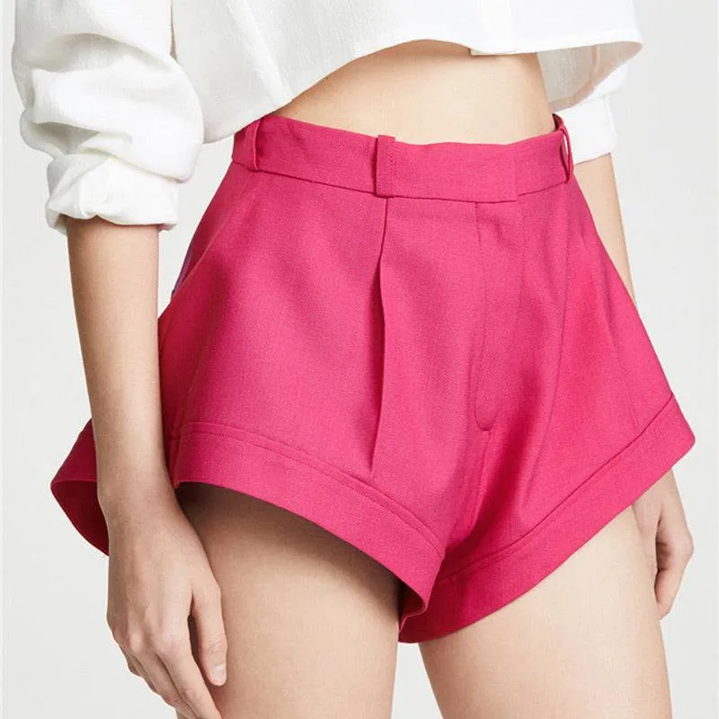 Pink High Waist Flared Shorts