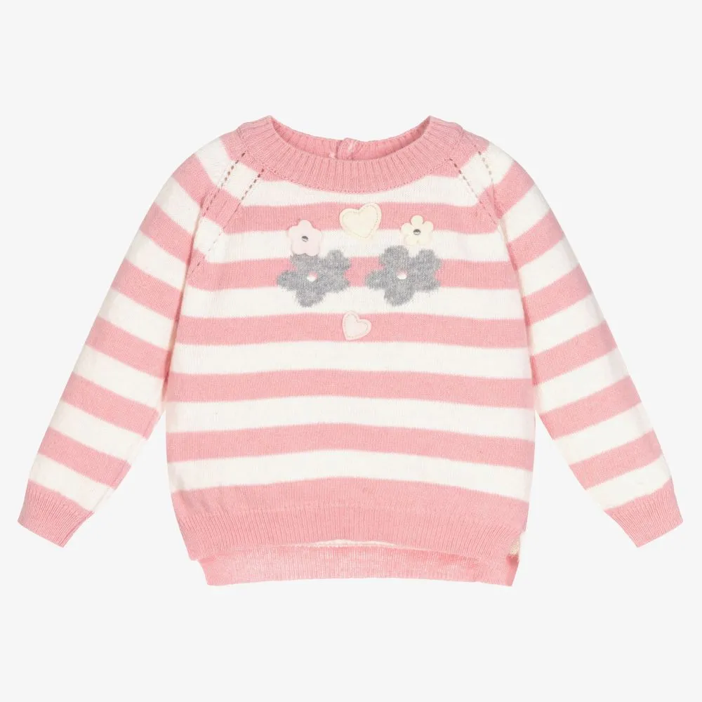 Pink Striped Knitted Sweater