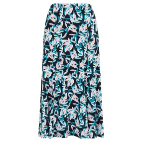 Pleated Leaf Print Skirt