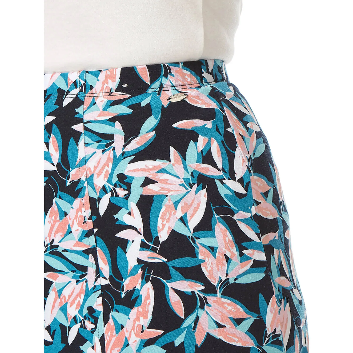 Pleated Leaf Print Skirt